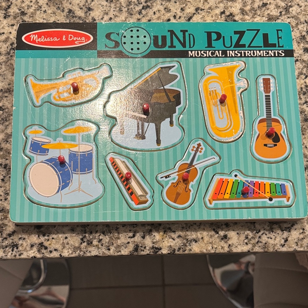 Melissa & Doug Musical Instruments Sound Puzzle - Blue and Orange